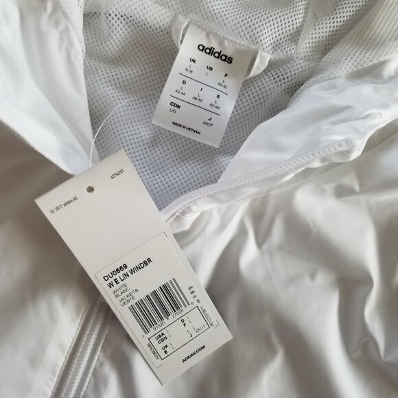 NWT Adidas Women's Windbreaker White Jacket Size Large - Picture 3 of 8